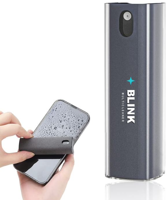 Telefoonscherm wordt streeploos schoongeveegd met Blink Spray